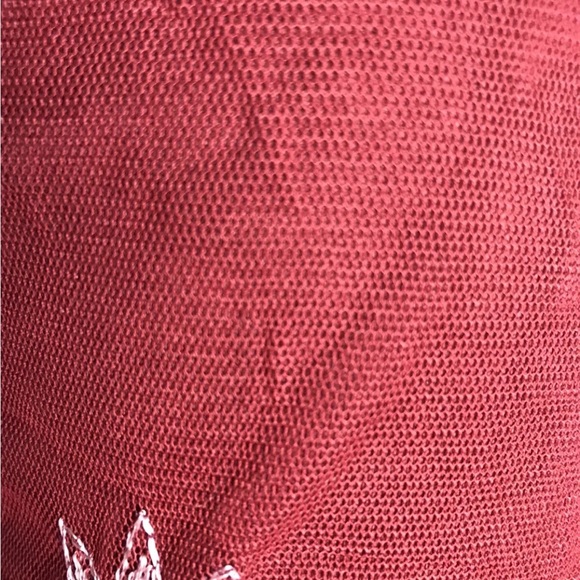 Zashi Sheer Overlay Lined Skirt -Ruby Floral Pattern Beaded Hem- Size M MEDIUM - Picture 12 of 13